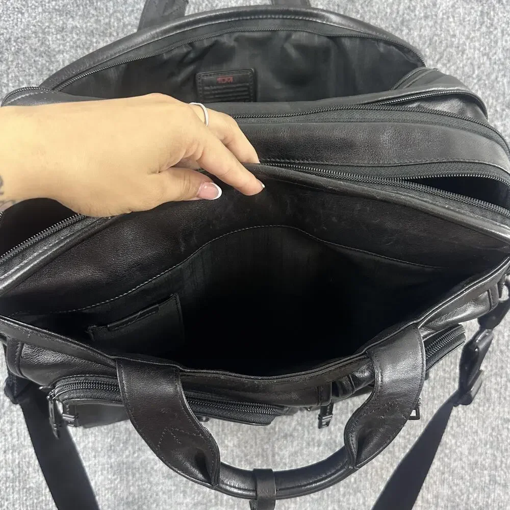 Tumi Black Leather Laptop Briefcase